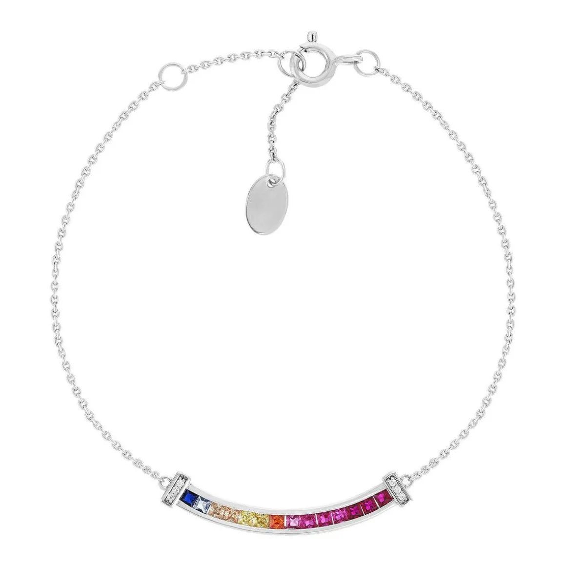 Bracelet argent 925 pierres synthétiques multicolores et zirconias 19cm
