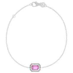 Bracelet argent 925 pierre synthétique rouge 18 cm