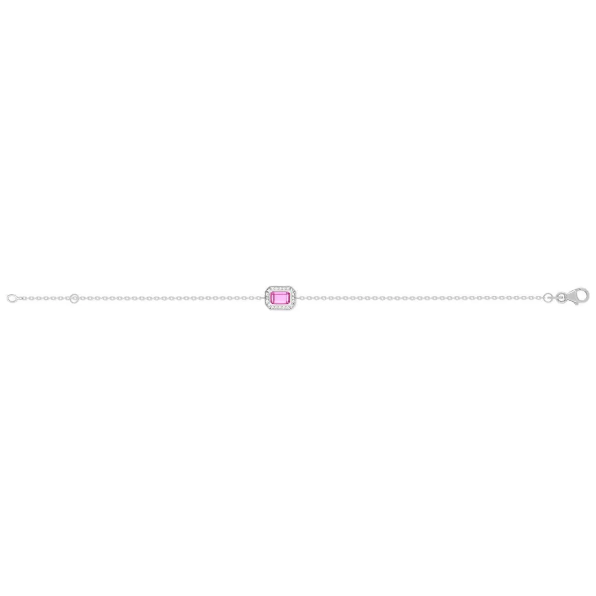 Bracelet argent 925 pierre synthétique rouge 18 cm