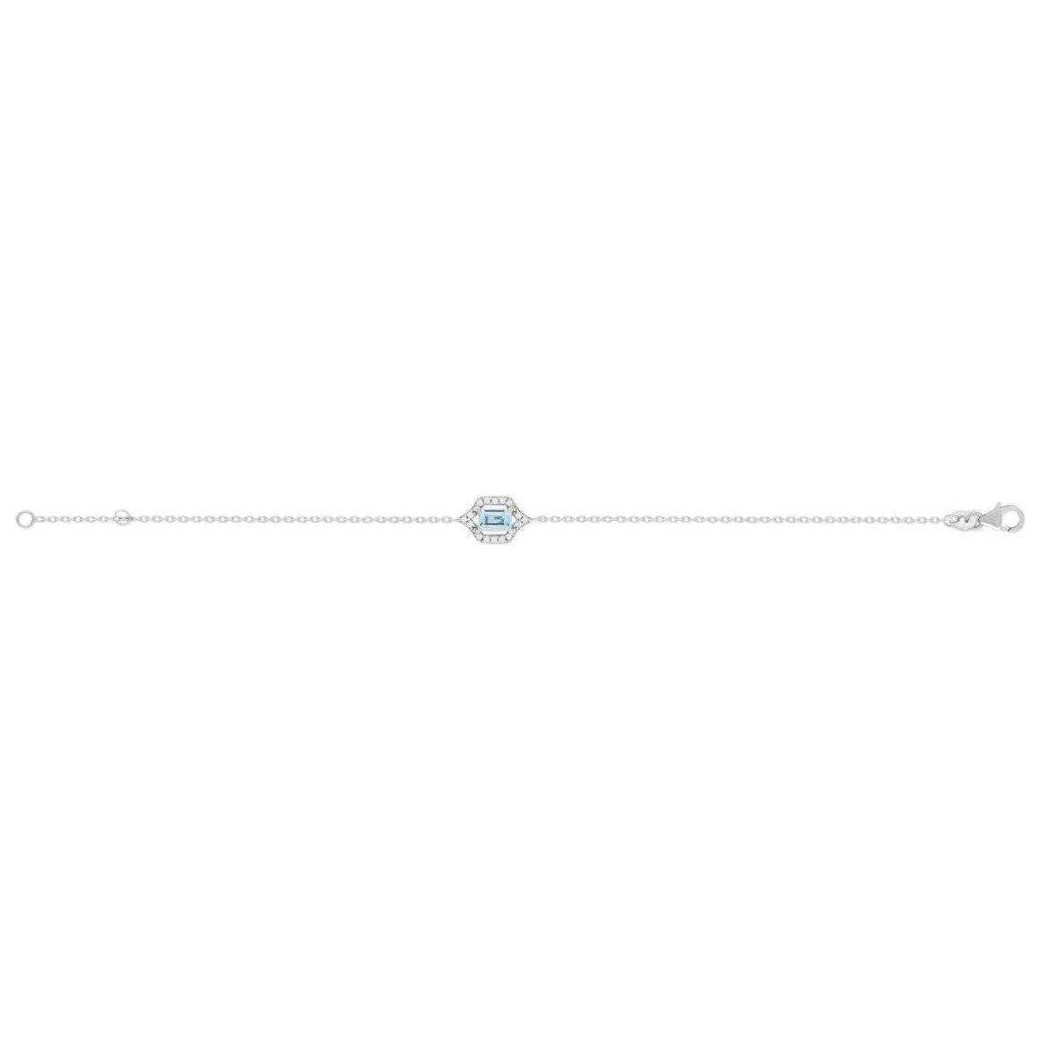 Bracelet argent 925 pierre synthétique bleue et zirconias 18 cm
