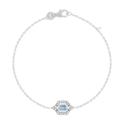 Bracelet argent 925 pierre synthétique bleue et zirconias 18 cm