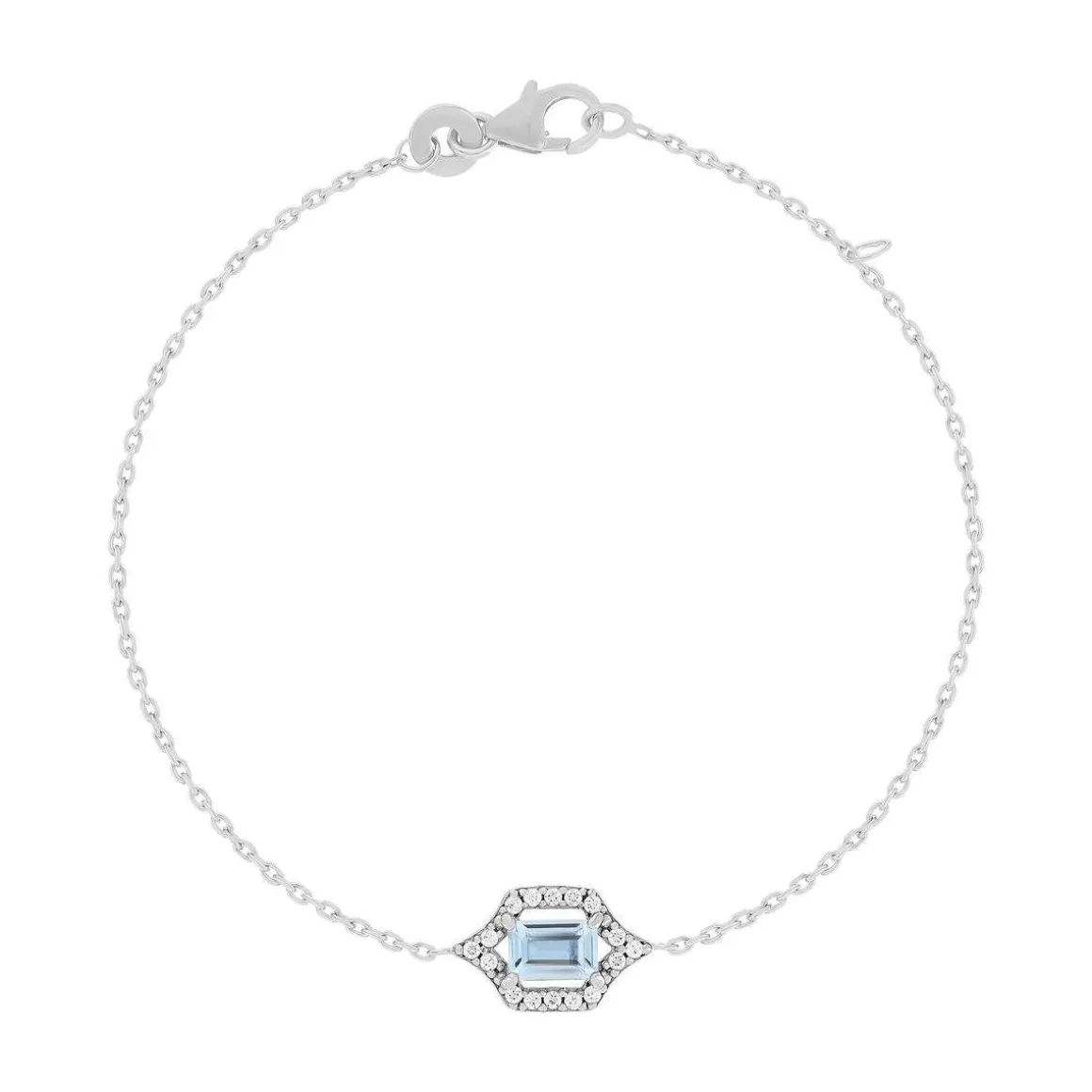 Bracelet argent 925 pierre synthétique bleue et zirconias 18 cm