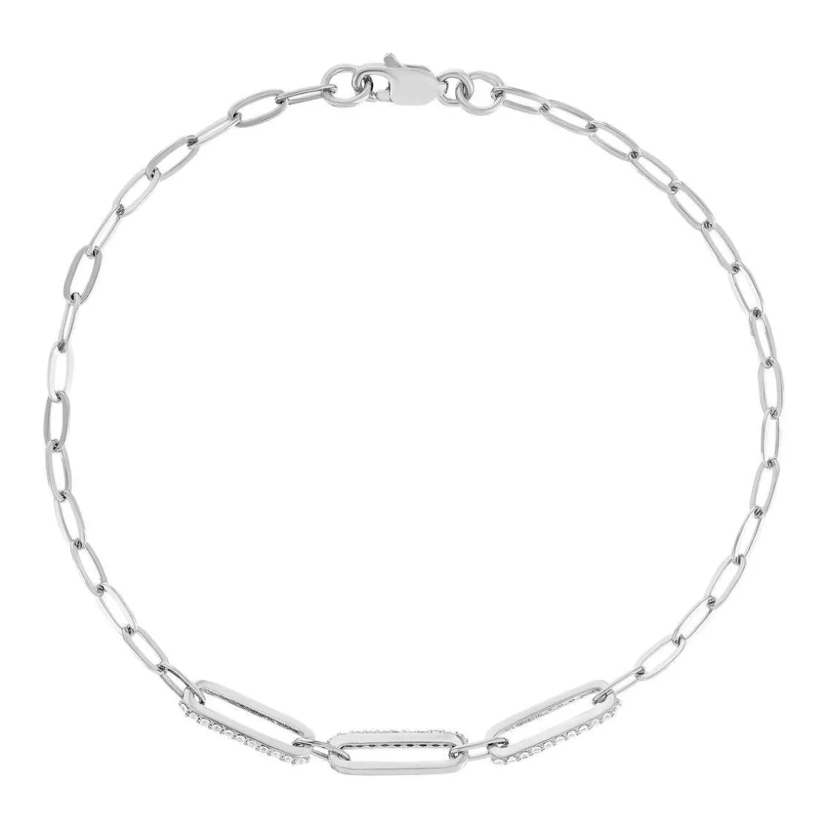Bracelet argent 925 rhodié zirconias 19 cm