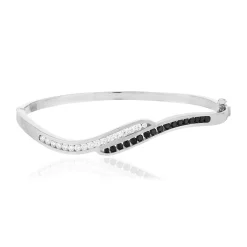 Bracelet argent 925 rigide zirconias 60 mm