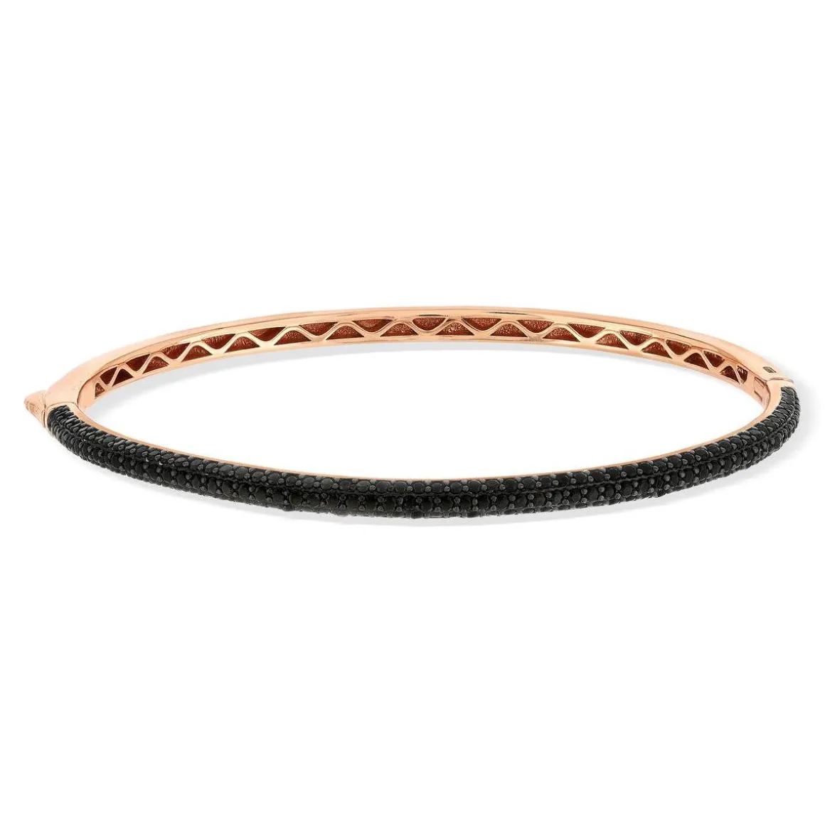 Bracelet argent 925 rose et ruthénium noir zirconias noirs