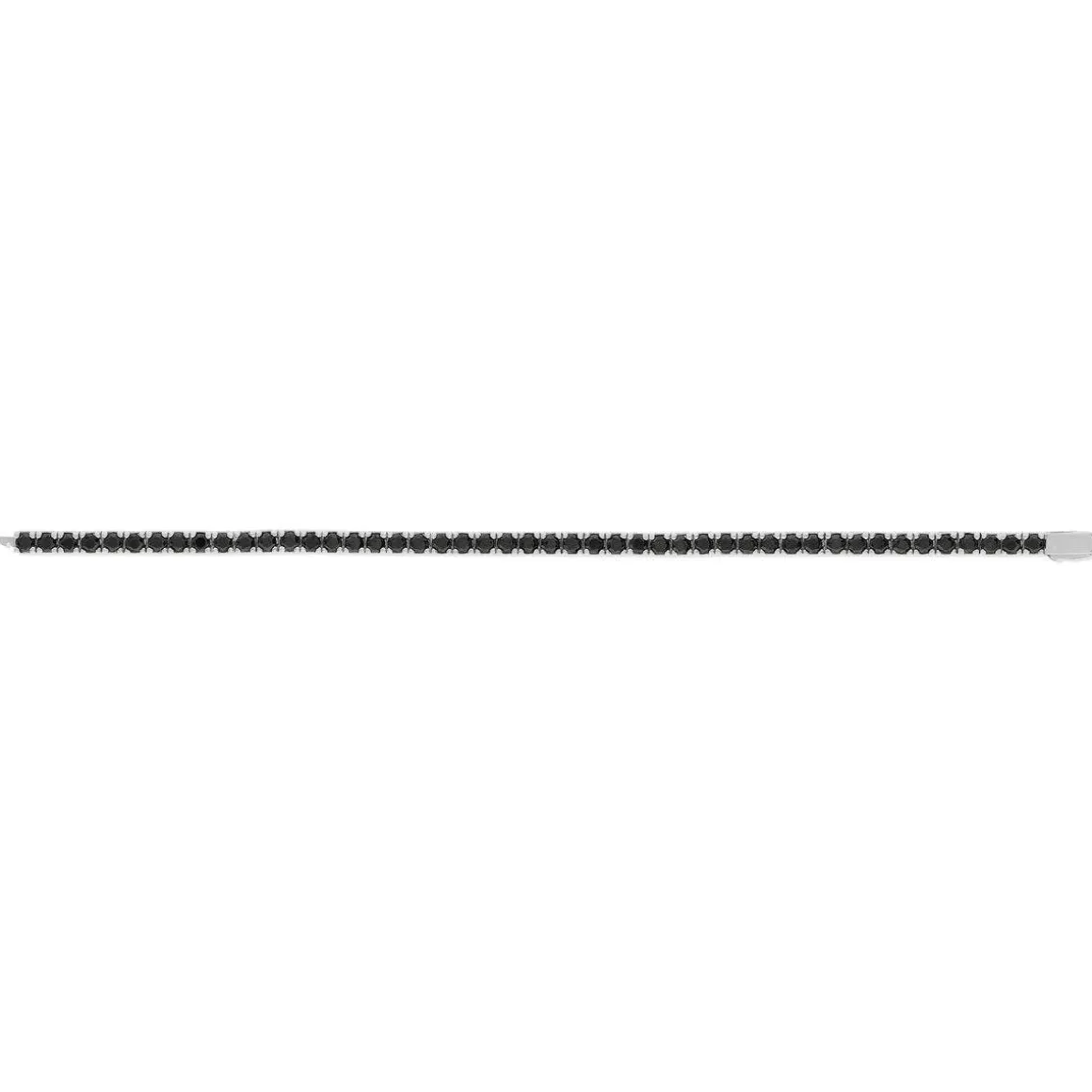 Bracelet argent 925 spinelles noires rondes 21cm