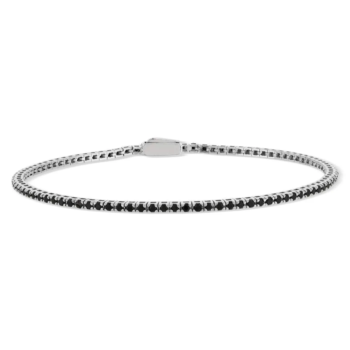 Bracelet argent 925 spinelles noires 21cm