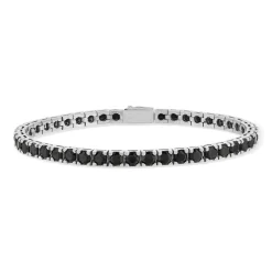 Bracelet argent 925 spinelles noires rondes 19cm