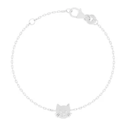 Bracelet argent 925 tête de chat 15 cm