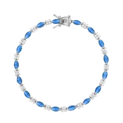 Bracelet argent zirconias bleu et blanc 18cm