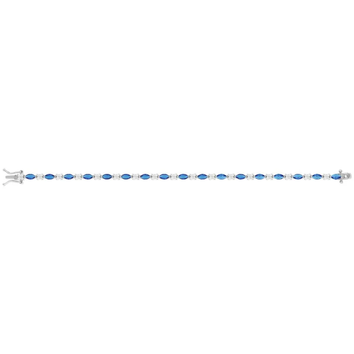 Bracelet argent zirconias bleu et blanc 18cm