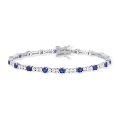 Bracelet argent 925 zirconias bleus et blancs 18cm