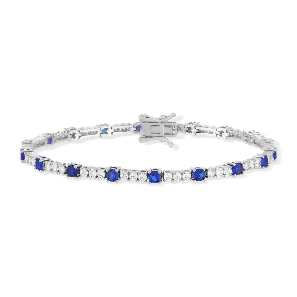 Bracelet argent 925 zirconias bleus et blancs 18cm