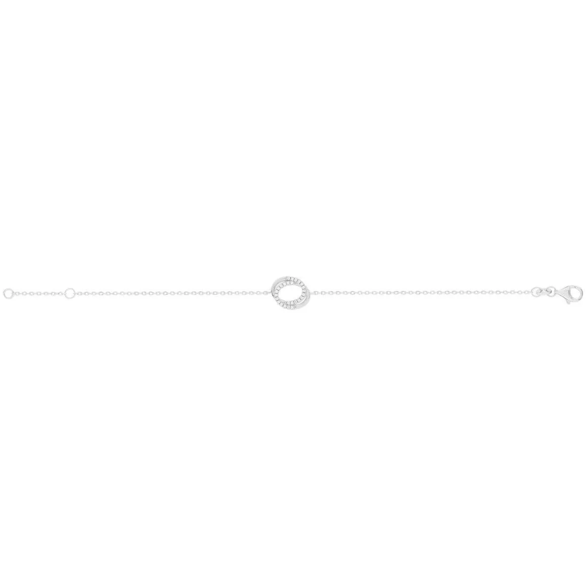 Bracelet argent 925 zirconias 18 cm motif anneaux