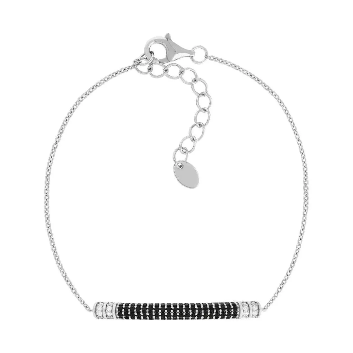 Bracelet argent 925 zirconias noirs et blancs 19 cm