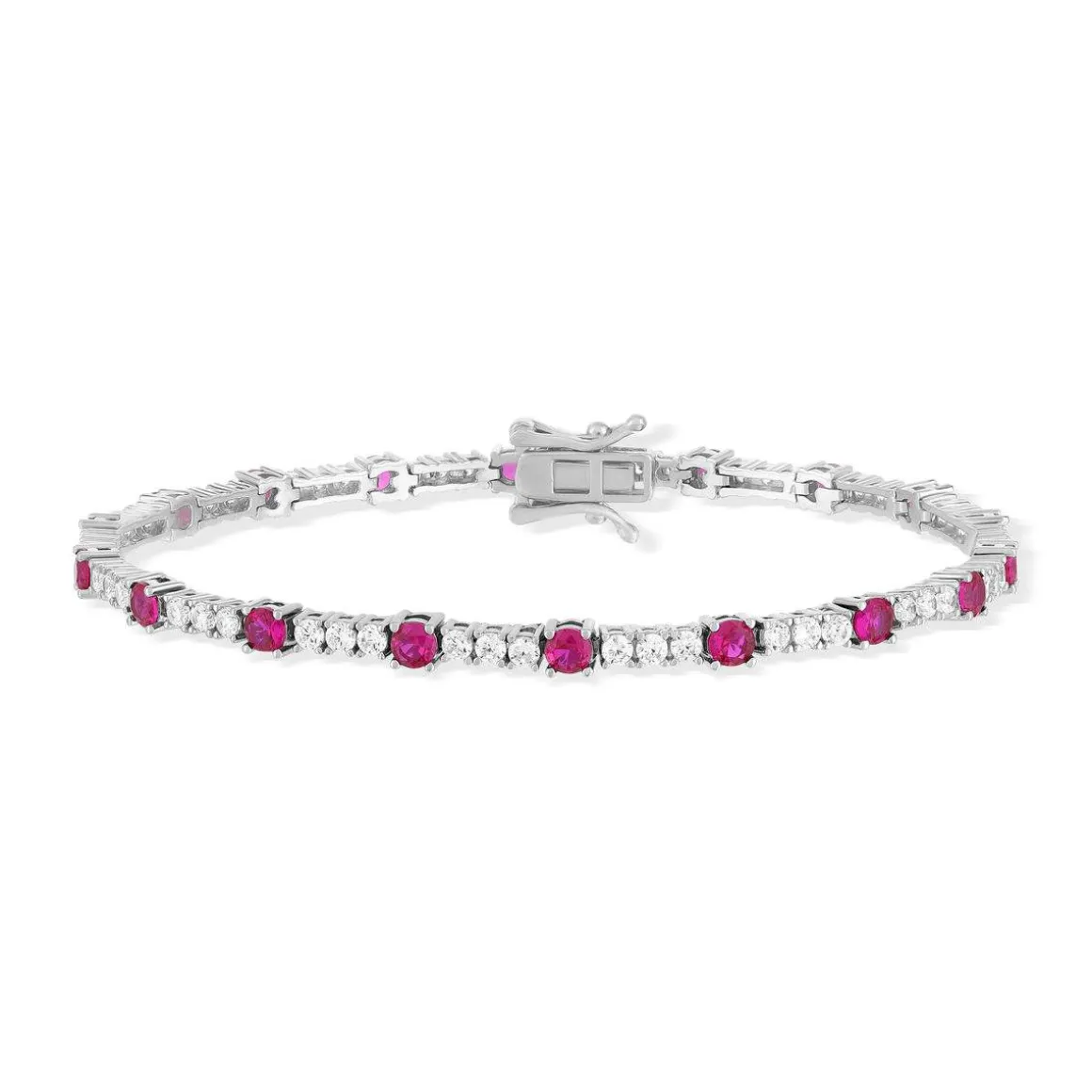 Bracelet argent 925 zirconias rouges et blancs 18cm