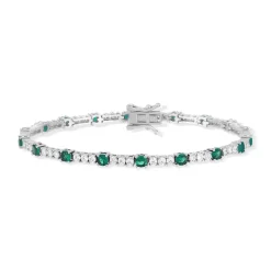Bracelet argent 925 zirconias verts et blancs 18cm