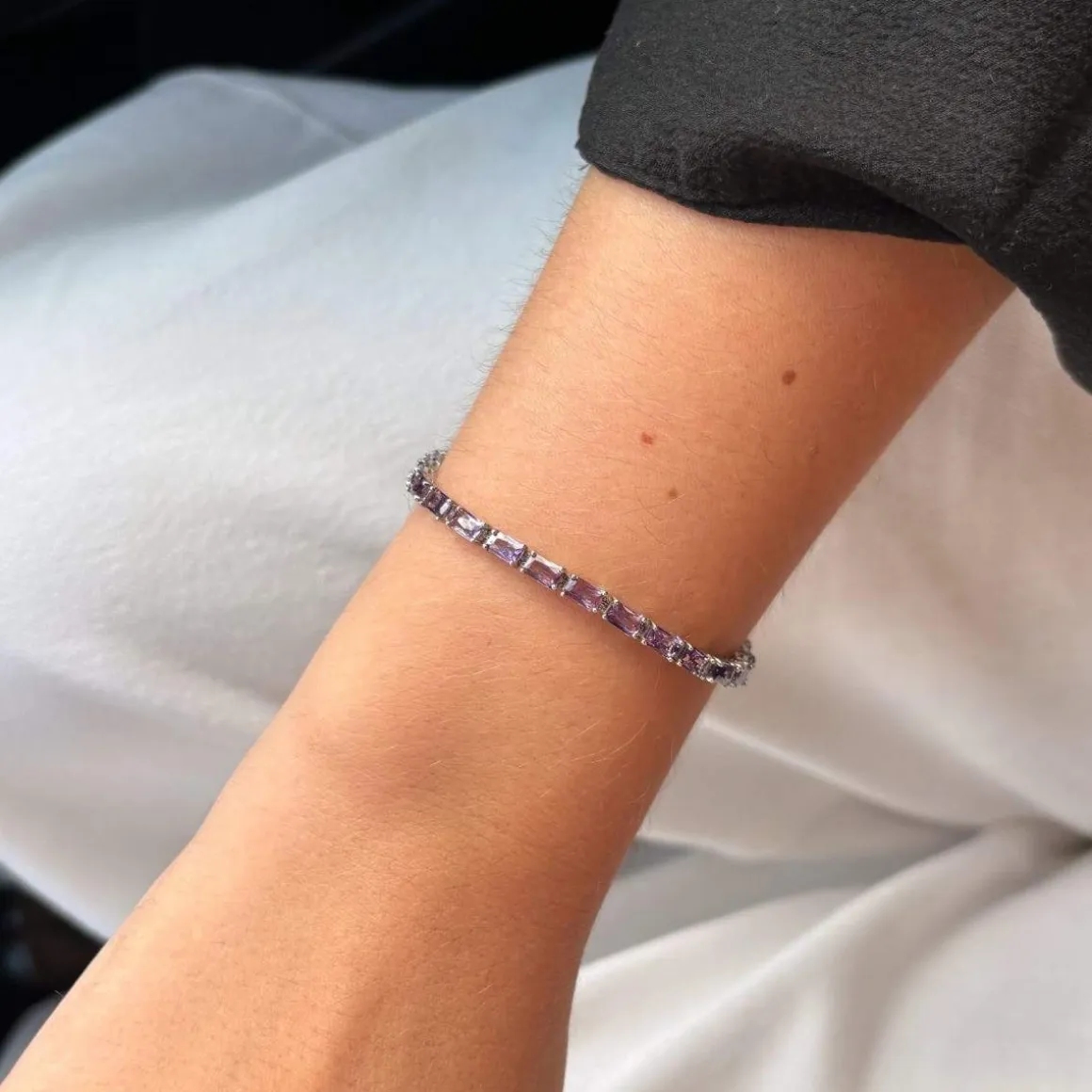 Bracelet argent 925 zirconias violets 18cm