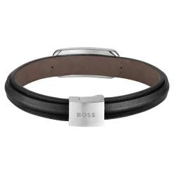 Bracelet BOSS KODE cuir noir