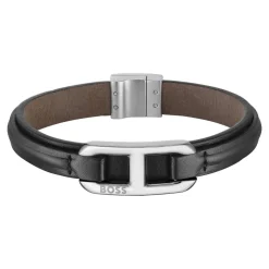 Bracelet BOSS KODE cuir noir
