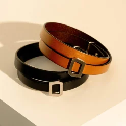 Bracelet boucle argent 925 double tour cuir marron