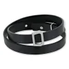 Bracelet boucle argent 925 double tour cuir noir