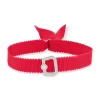 Bracelet boucle argent 925 zirconias ruban rouge 21cm