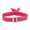 Bracelet boucle argent 925 zirconias ruban rose 21cm