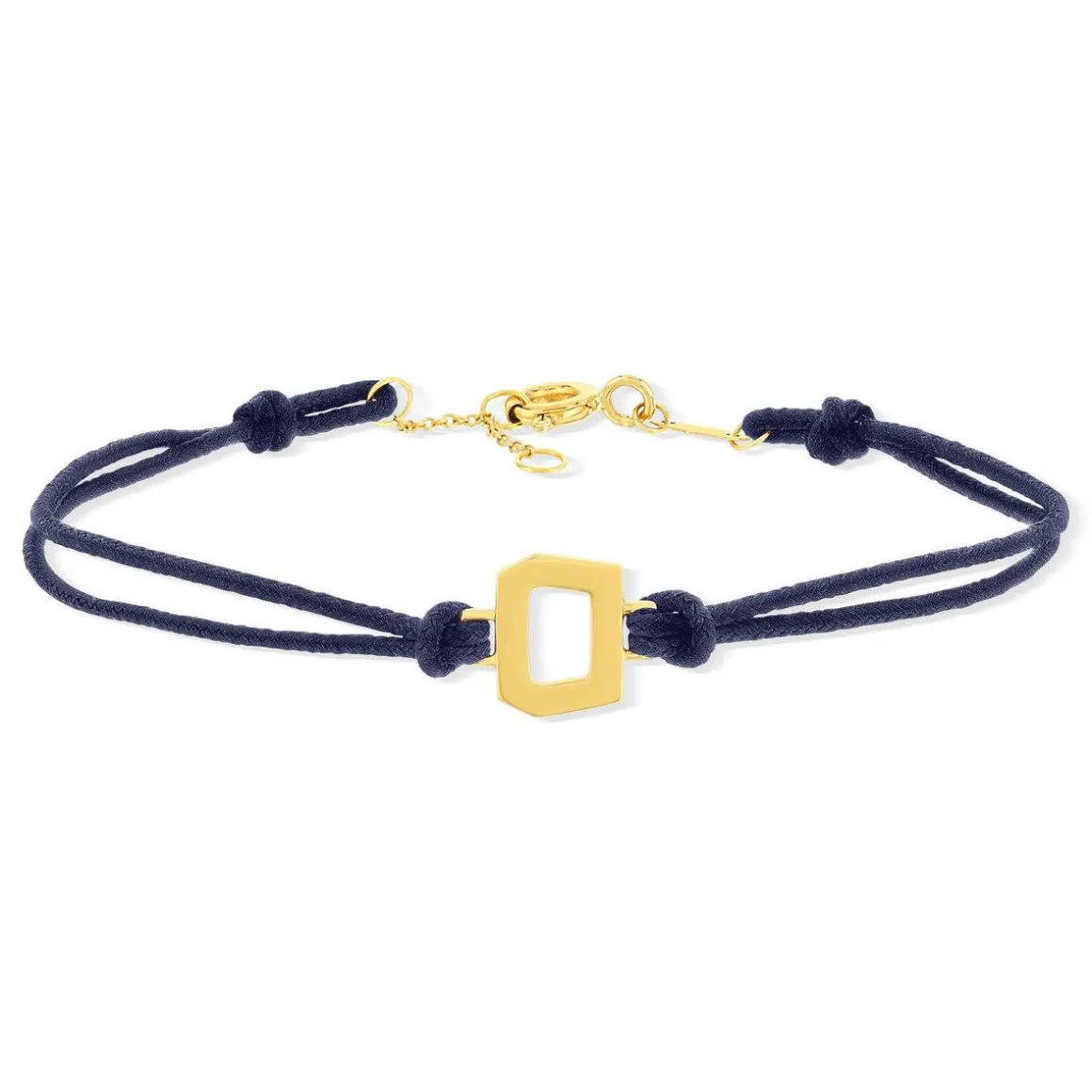 Bracelet boucle or 750 jaune double cordon marine 18cm