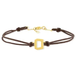 Bracelet boucle or 750 jaune double cordon chocolat 18cm