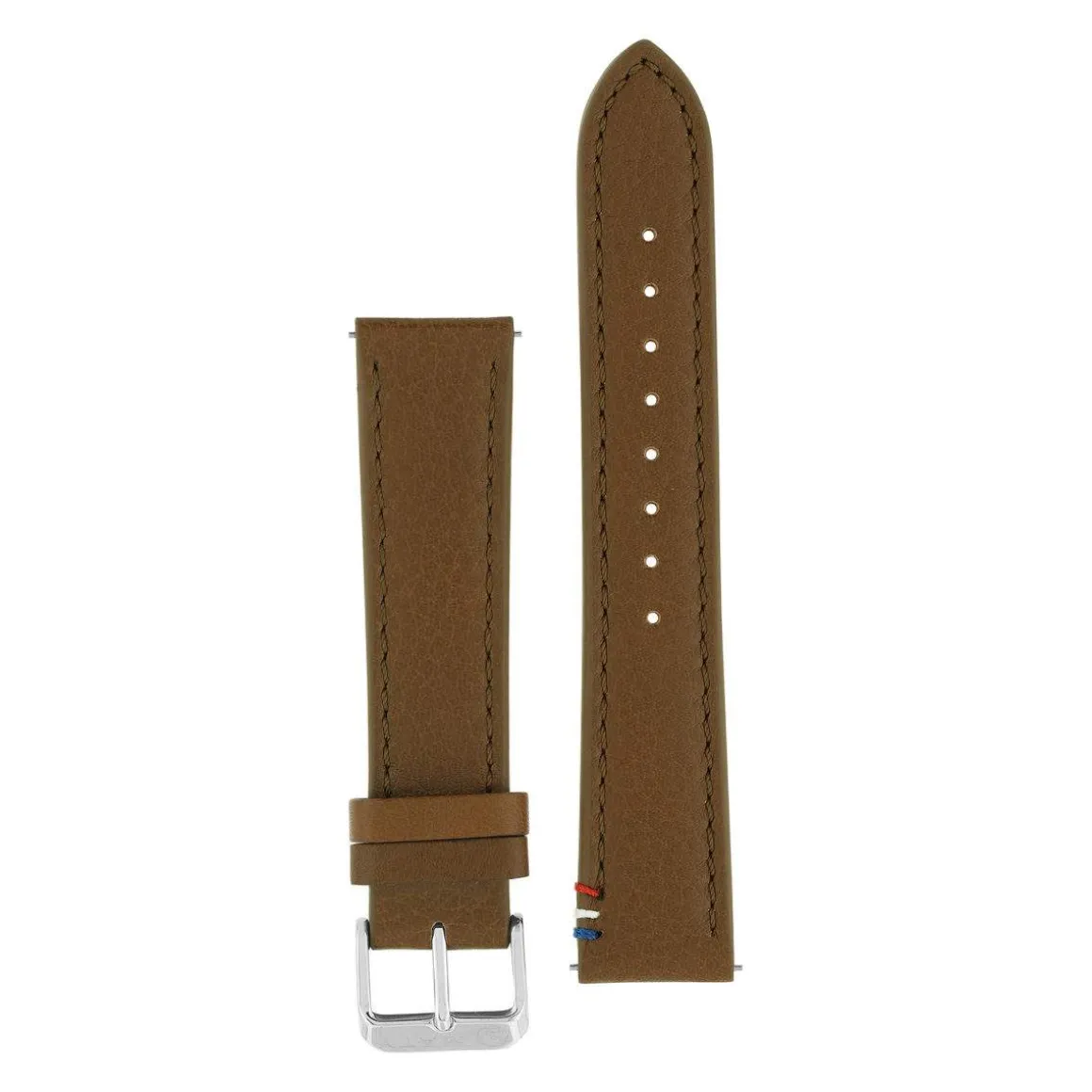 Bracelet de montre cuir marron piqué