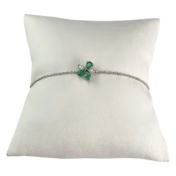 Bracelet d'occasion or 750 blanc maille forçat diamants, émeraudes
