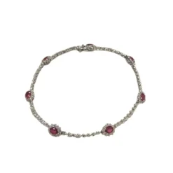 Bracelet d'occasion or 750 blanc rubis diamants 18 cm