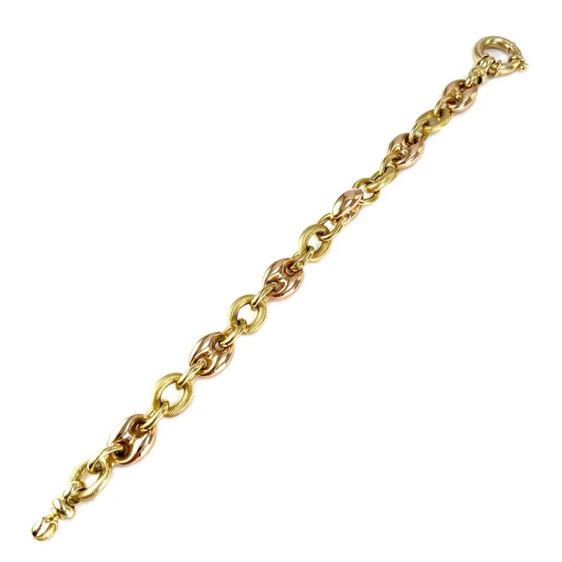 Bracelet d'occasion or 750 jaune et rose maille fantaisie