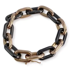Bracelet d'occasion or 750 jaune maille forçat, céramique