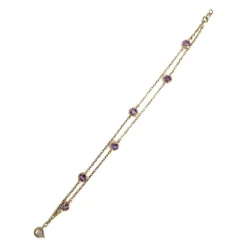 Bracelet d'occasion or 585 jaune maille forçat améthystes