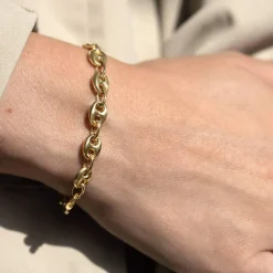 Bracelet d'occasion or 750 jaune maille grain de cafe