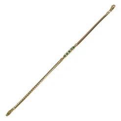 Bracelet d'occasion or 750 jaune maille anglaise émeraudes diamants