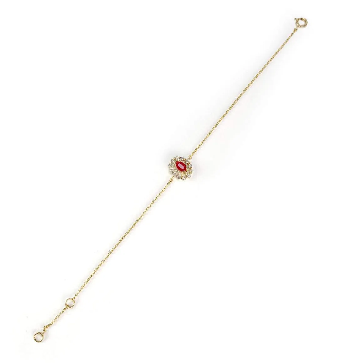 Bracelet d'occasion or 750 jaune rubis diamants 18 cm