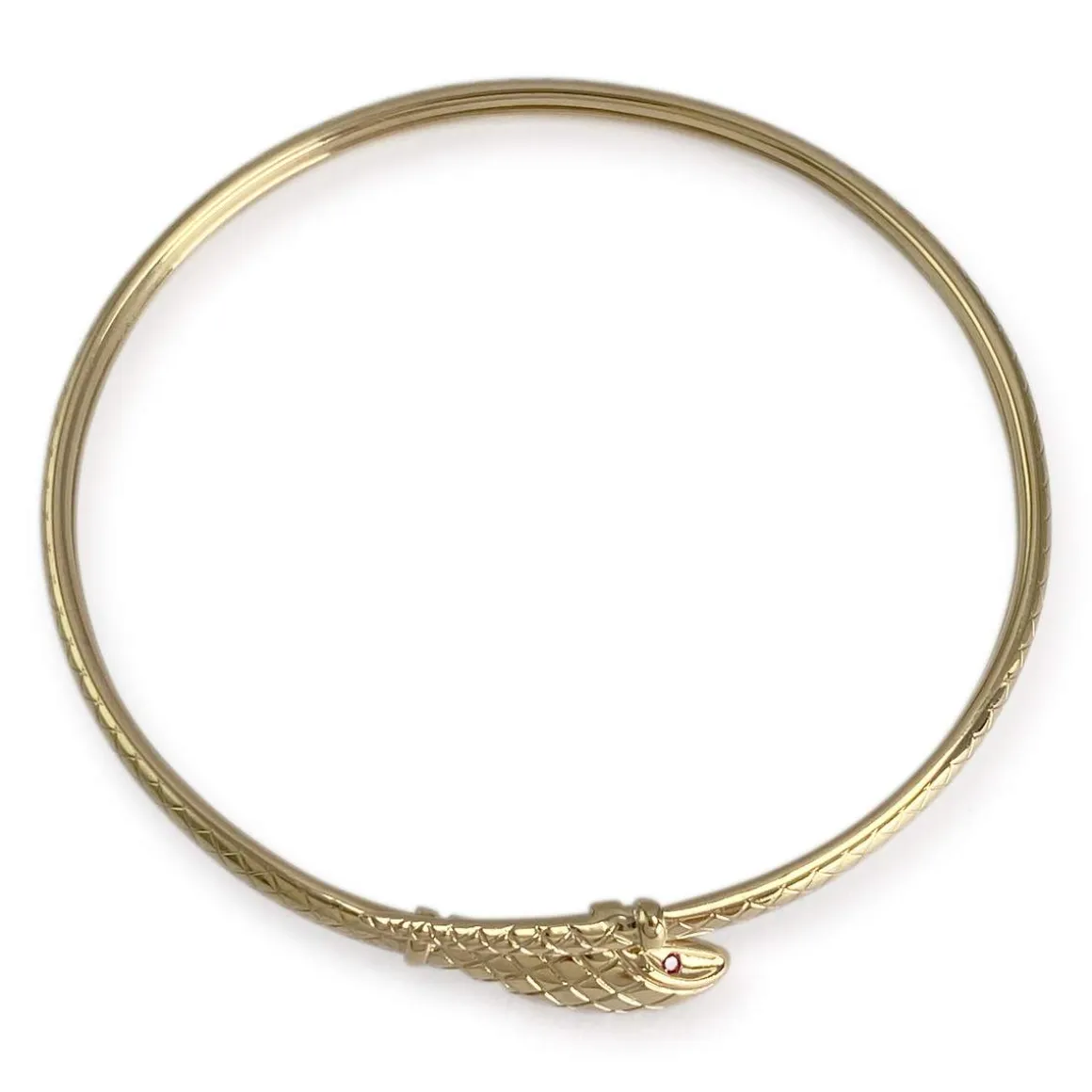 Bracelet d'occasion or 750 jaune serpent rubis