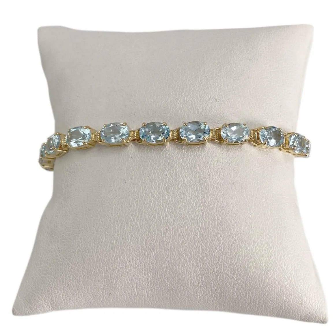 Bracelet d'occasion or 750 jaune topazes bleues traitées 19cm