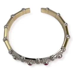 Bracelet d'occasion or 750 2 tons rubis, diamants