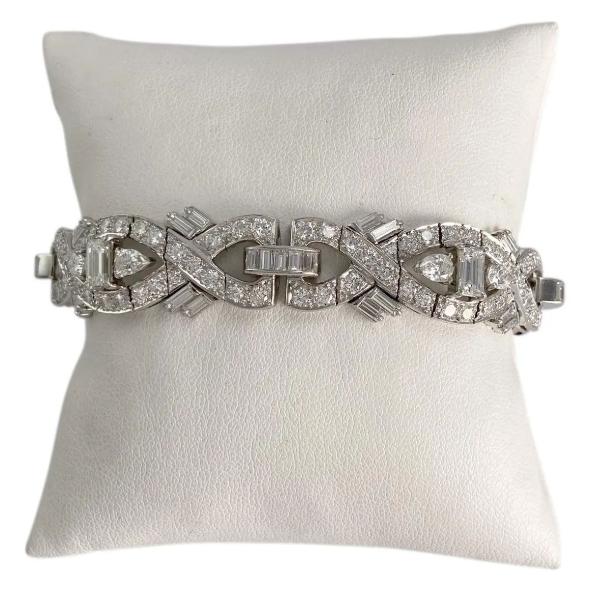 Bracelet d'occasion platine gris maille fantaisie diamants