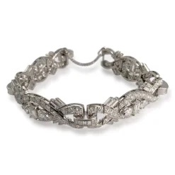 Bracelet d'occasion platine gris maille fantaisie diamants