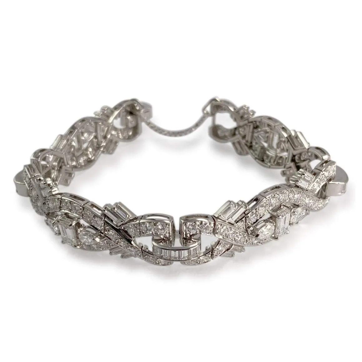 Bracelet d'occasion platine gris maille fantaisie diamants