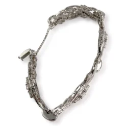 Bracelet d'occasion platine gris maille fantaisie diamants