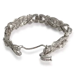 Bracelet d'occasion platine gris maille fantaisie diamants