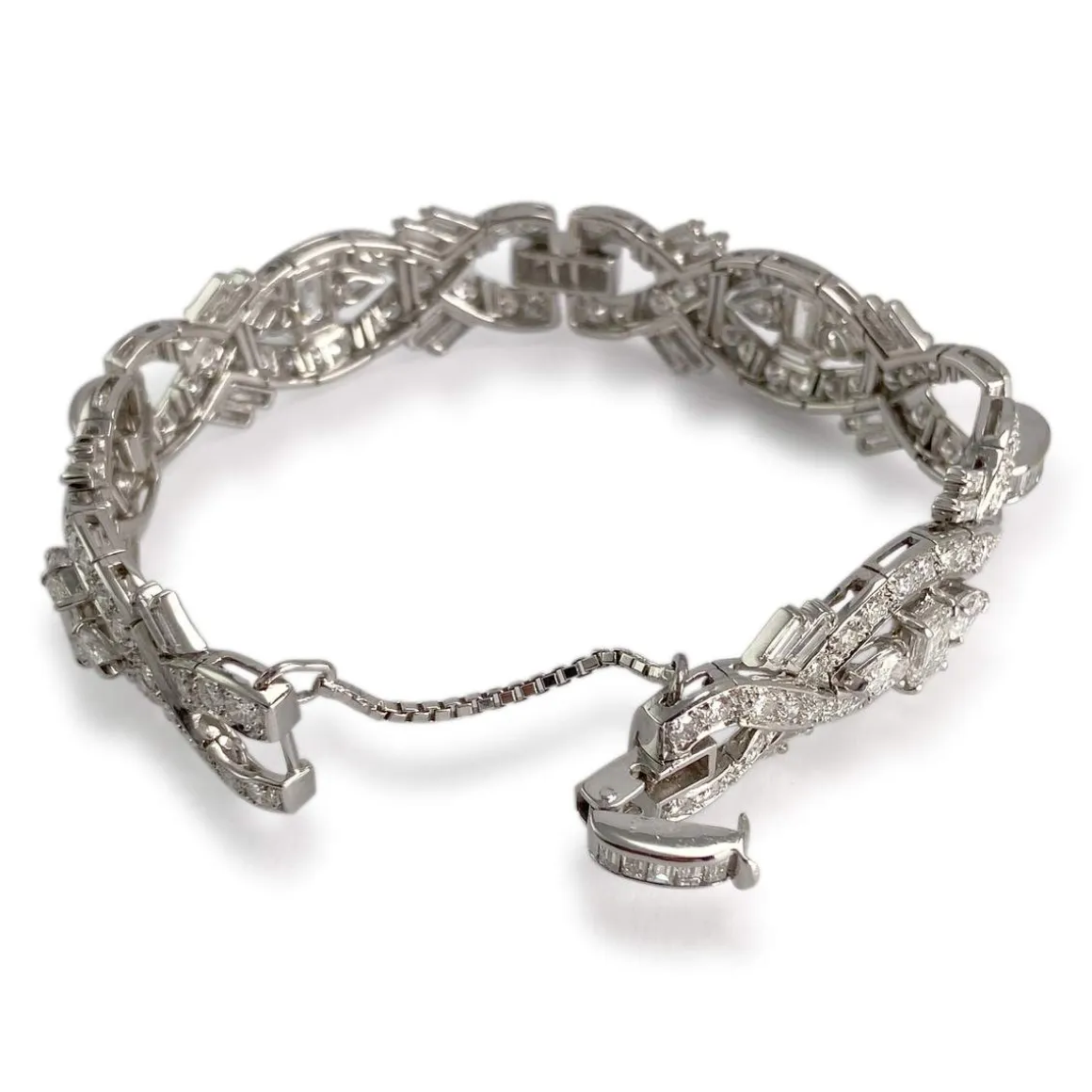 Bracelet d'occasion platine gris maille fantaisie diamants
