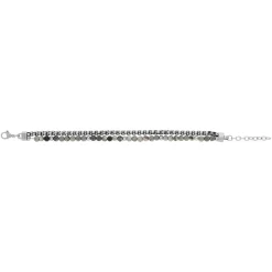 Bracelet double rang acier et pierres naturelles grises 21cm