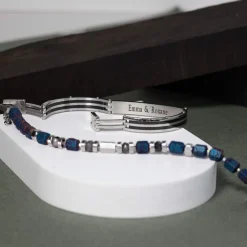 Bracelet identité acier acrylique personnalisable 19 cm